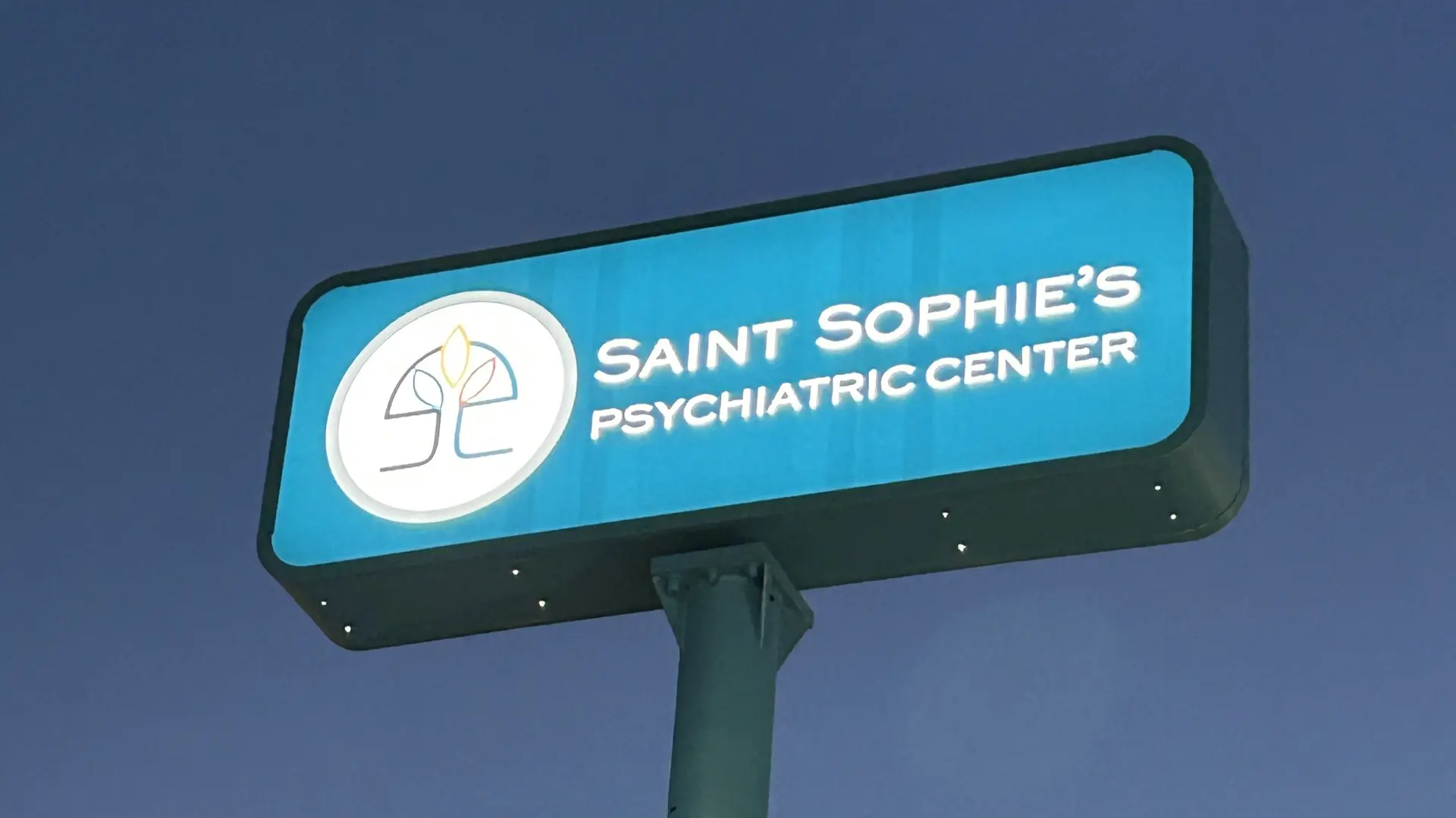 The Saint Sophie's Psychiatric Center sign outside the clinic